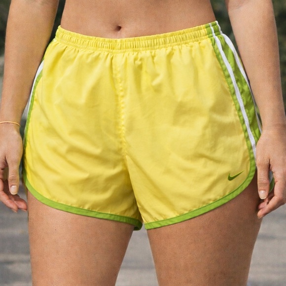 Nike Pants - Nike Dri-Fit Yellow Green Running Shorts Women’s Large